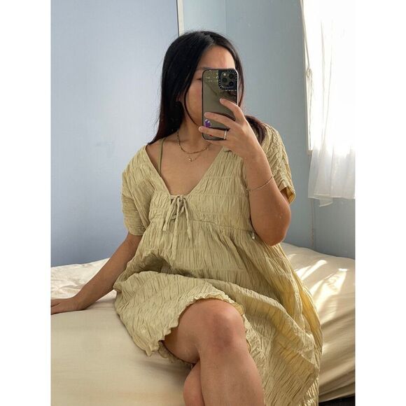 The Lullaby Club Capri Mini Dress size S/M Sage Yellow Green - Picture 2 of 14